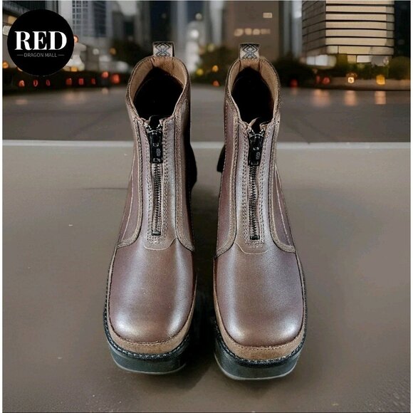 UGG CITYFUNC ZIP BURNT CEDAR LEATHER WATERPROOF ZIP BOOTS - WOMEN'S SIZE 9.5 - Picture 6 of 14